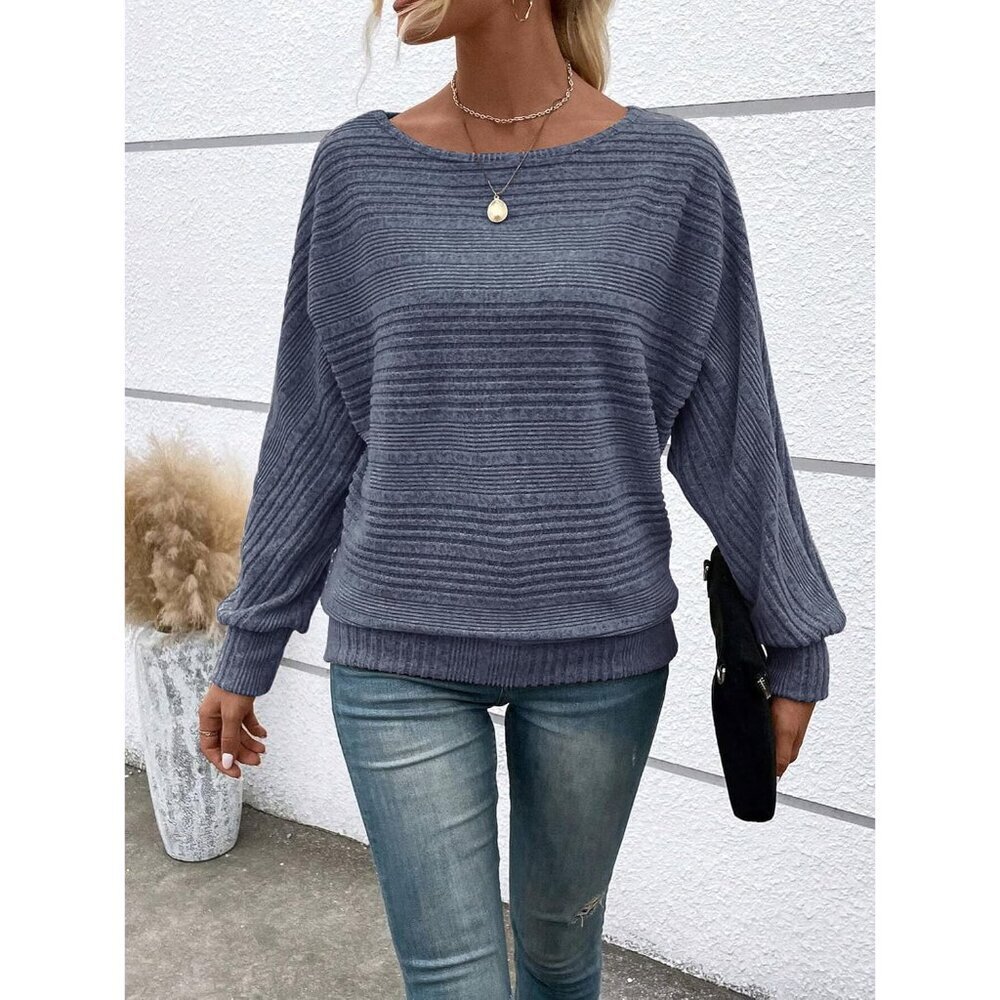 Womens Long Sleeve Polyester Elastaan Tunic Top Flattering Crew Neck Casual - Picture 3 of 6